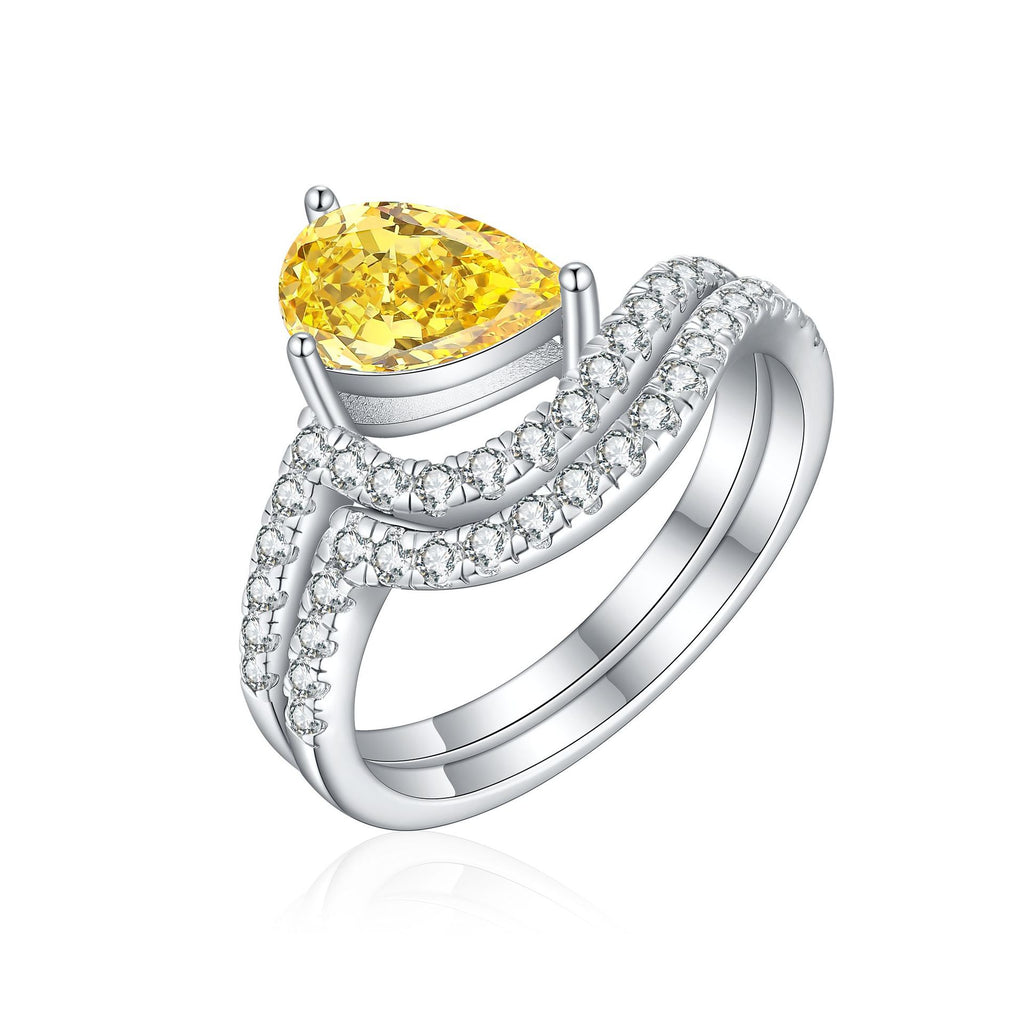 Damen Eleganter Ring mit tropfenförmigem Stein und funkelnden Zirkonia Shop Nory