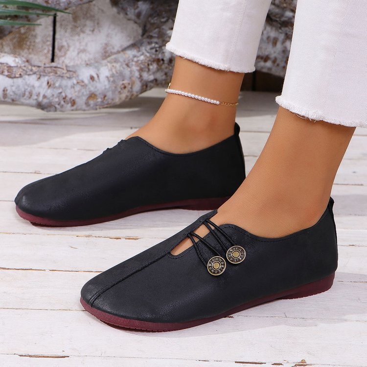 Damen komfortable Slipper mit modischen Knopfdetails