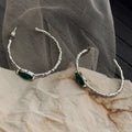 Damen Creolen mit elegantem Bambus-Design und funkelndem Edelstein Shop Nory