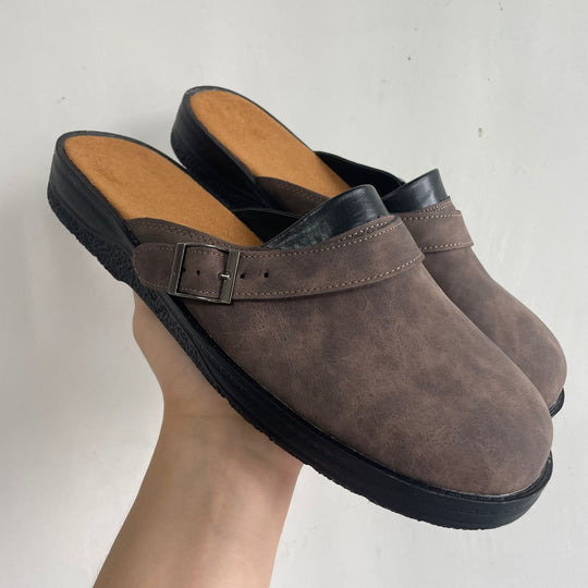 Damen Lederoptik-Pantolette mit verstellbarer Schnallenriemen und gepolstertem Komfortfußbett Shop Nory