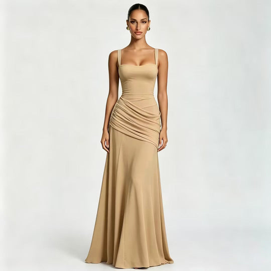 Damen Elegantes Maxikleid mit tailliertem Design und zarten Raffungselementen