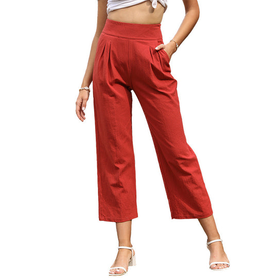 Damen Hochtaillierte Culotte-Hose mit weitem Bein, Bundfalten & Eingrifftaschen Shop Nory