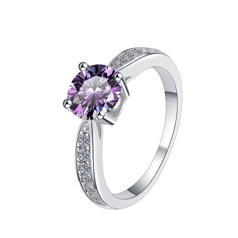 Damenring mit funkelndem rot gefasstem Kristall und elegantem Zirkonia-Besatz Shop Nory