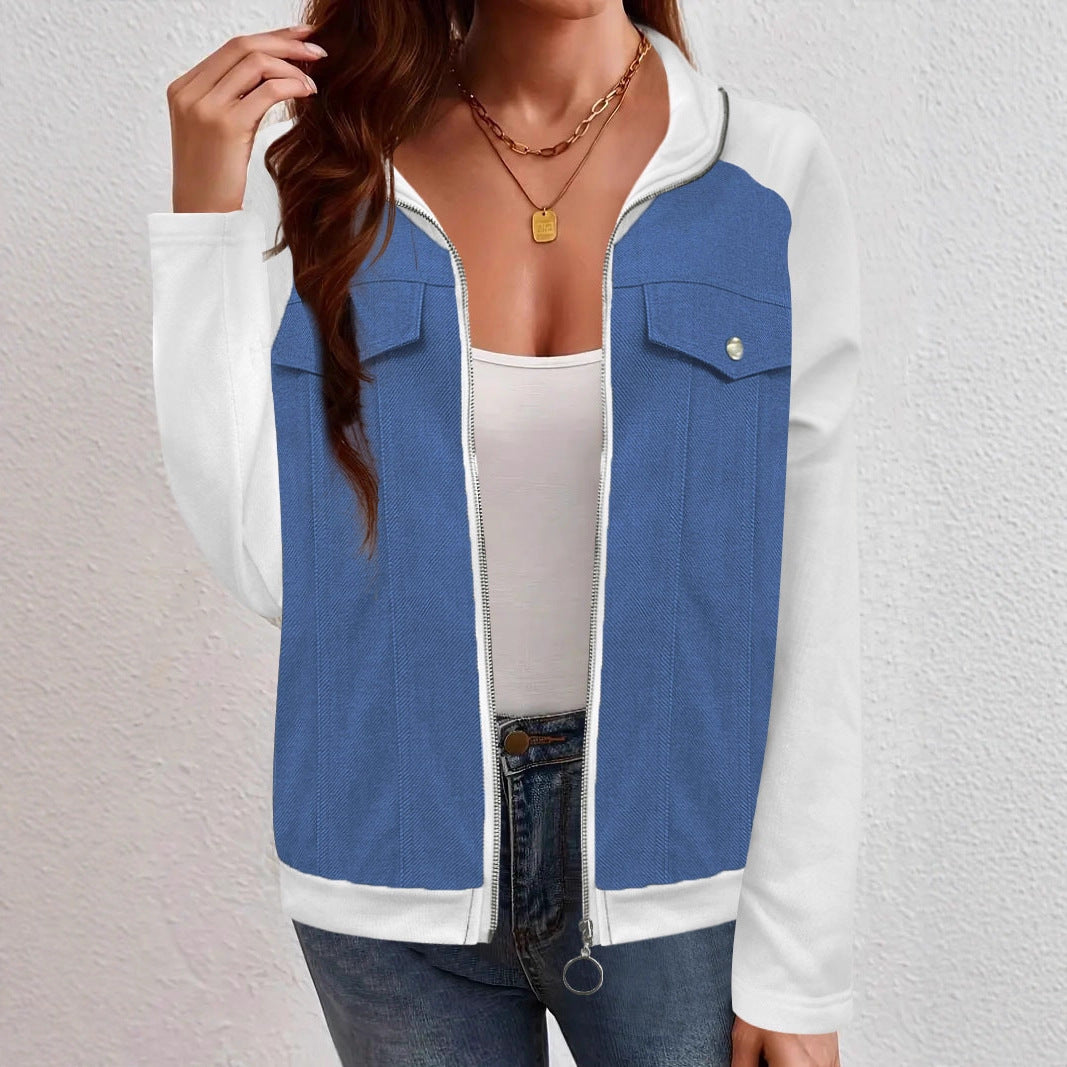 Damen Denim-Mix Blousonjacke mit Reißverschluss und Brusttaschen Shop Nory