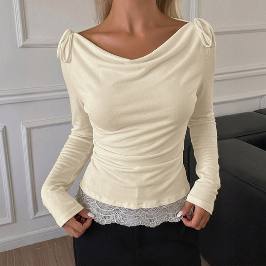 Damen Elegantes Oberteil mit schmalem Schlauchdesign und Rüschendetails Shop Nory