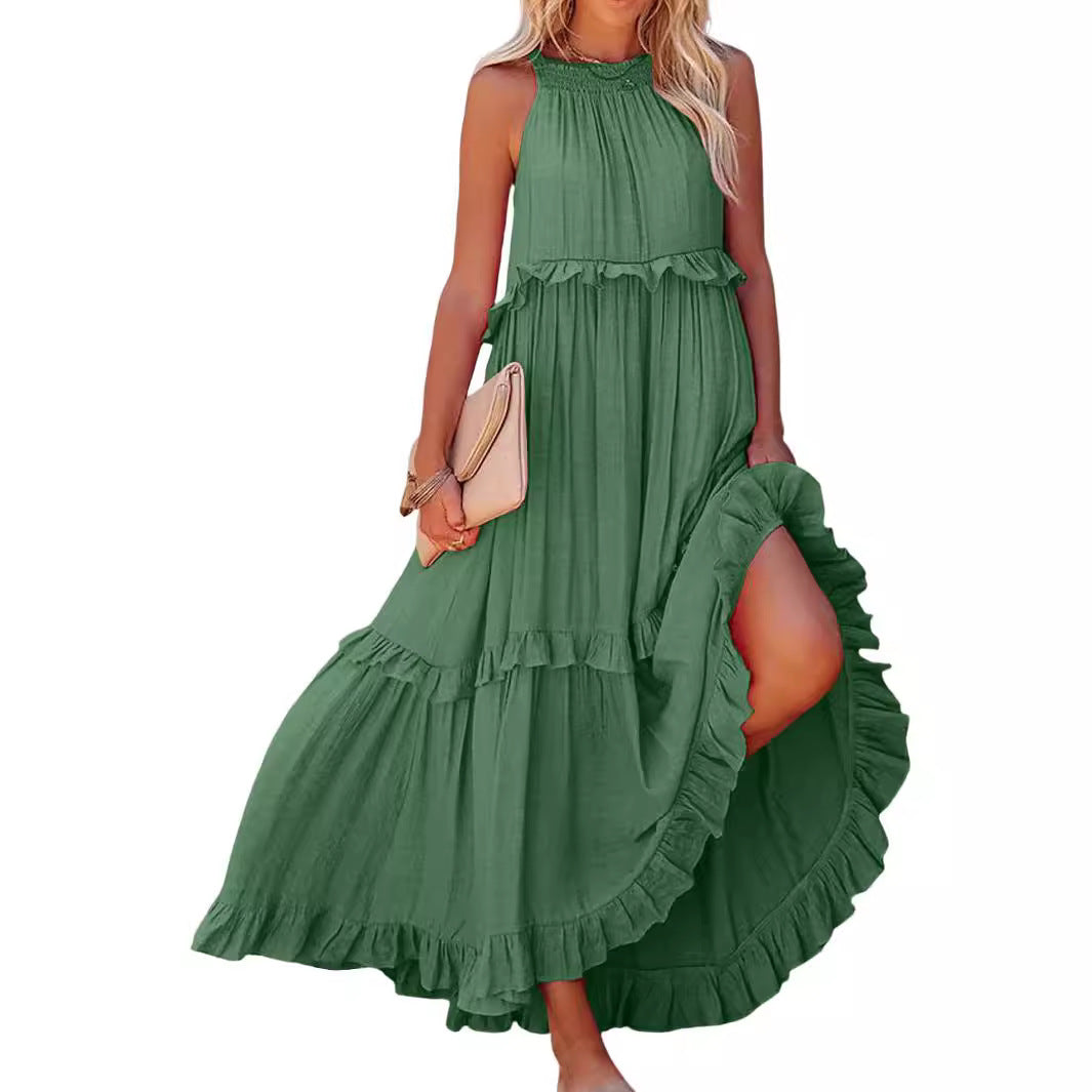 Damen Maxikleid mit einem eleganten Volant-Design und lockerem Schnitt