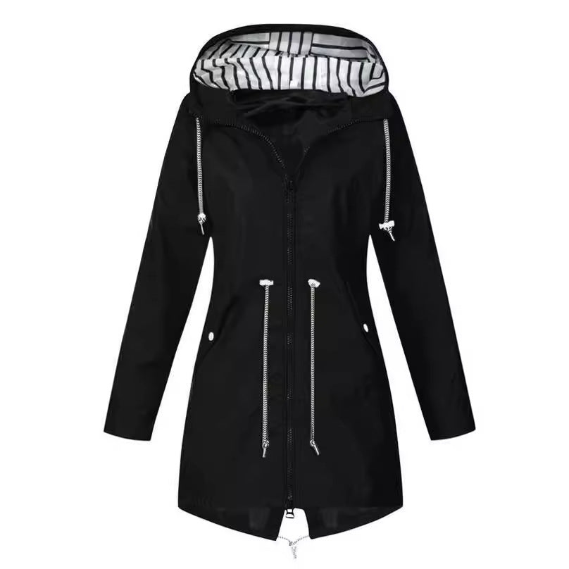 Damen nan taillierte Parka-Jacke mit Kapuze, Kordelzugbund und verdecktem Reißverschluss Shop Nory