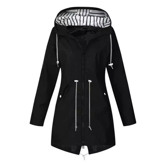 Damen nan taillierte Parka-Jacke mit Kapuze, Kordelzugbund und verdecktem Reißverschluss Shop Nory