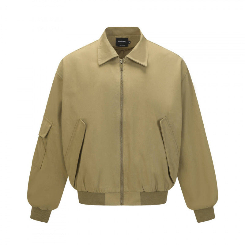 Unisex Oversize-Bomberjacke im Utility-Stil mit Reißverschluss, aufgesetzten Klappentaschen und Rippabschluss Shop Nory