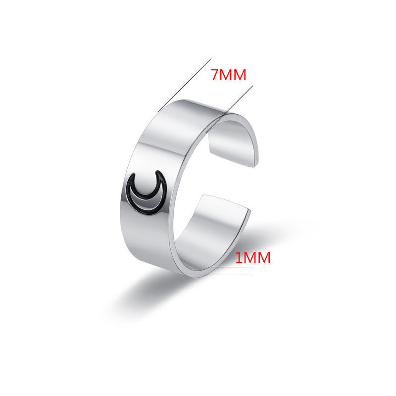 Damen Offener Ring aus Edelstahl mit elegantem Halbmond-Design Shop Nory