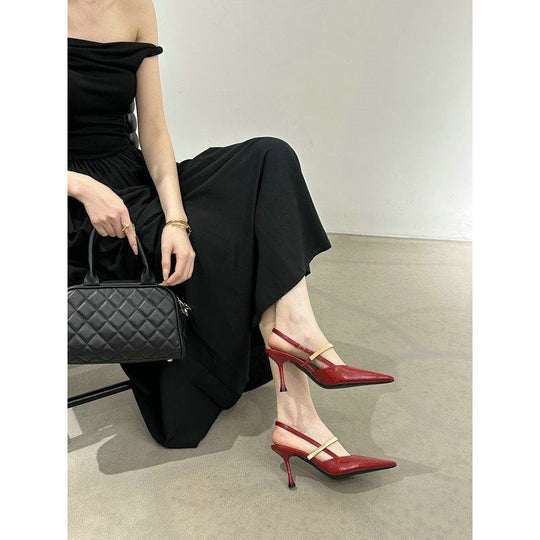 Damen Spitz zulaufende Lackpumps als Slingback mit feinem Riemchen und sculpted Stiletto Shop Nory