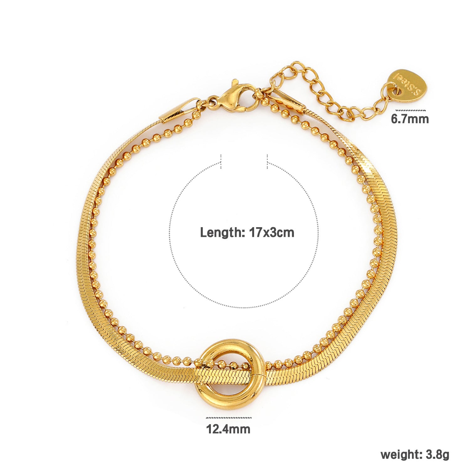 Damen Armband mit stilvollem Herzdesign und verstellbarem Kettenschluss Shop Nory