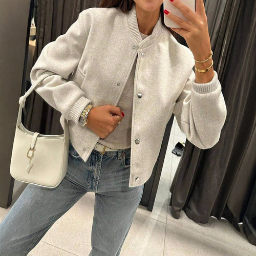 Damen Kurzjacke im Bomberstil aus Teddyfleece mit Rippbündchen Shop Nory