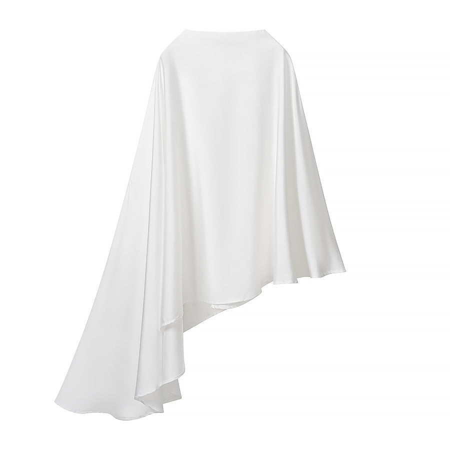 Damen Zweiteiliges Ensemble aus fließendem Cape mit asymmetrischem Saum und hochtaillierter Weitbein‑Hose Shop Nory