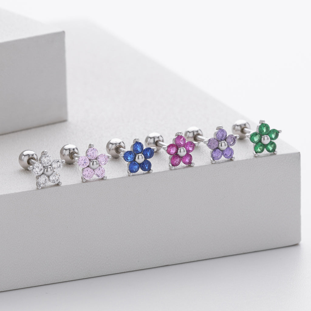 Damen Ohrstecker im floralen Design mit funkelnden Zirkonia Shop Nory
