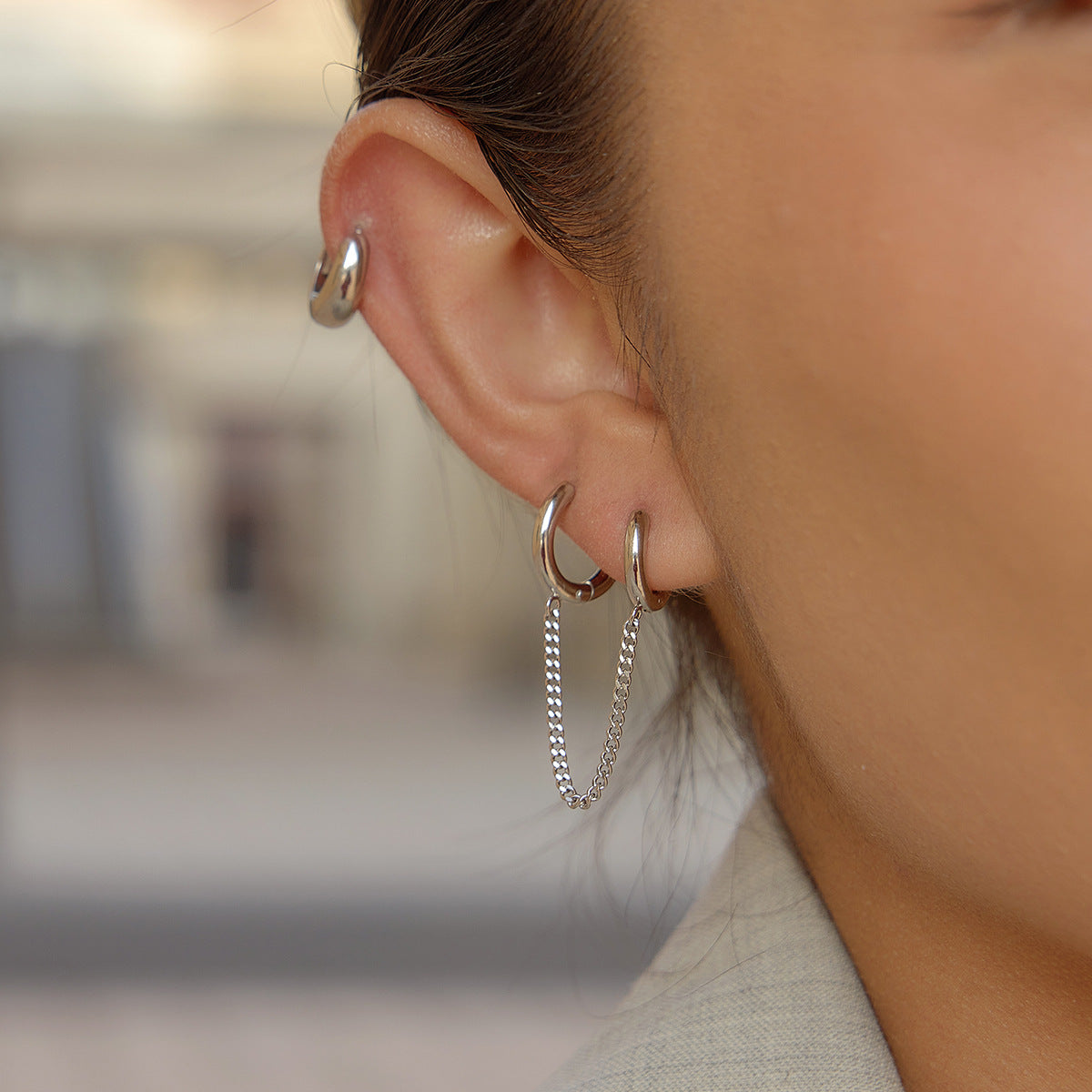 Damen Ohrhänger mit elegantem Kettendesign und hypoallergenem Edelstahl Shop Nory