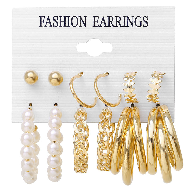 Damen Ohrringe Set mit elegantem Perl- und goldfarbenem Design Shop Nory