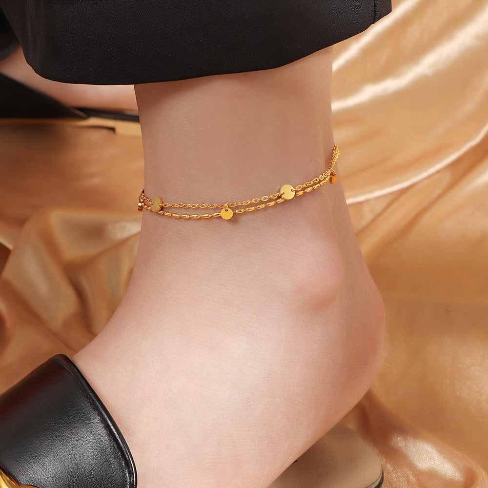 Damen Fußkette mit zarten Anhängern und filigranem Design Shop Nory