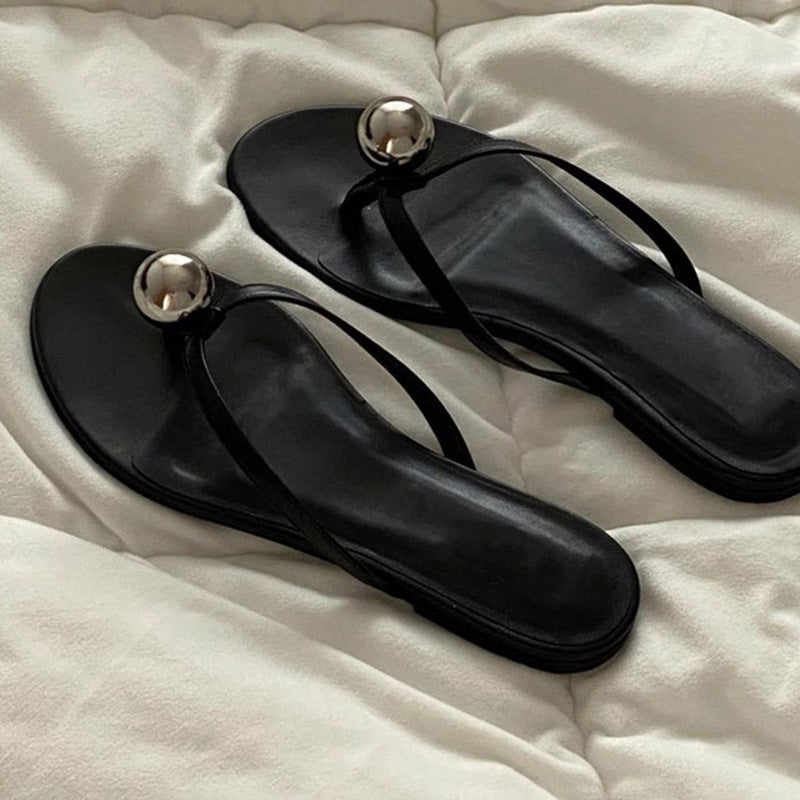 Damen Zehentrenner-Sandalen mit elegantem Goldakzent und weichem Fußbett