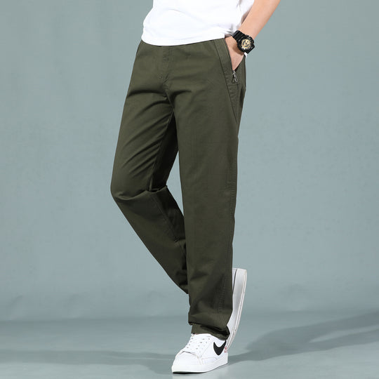 Herren Locker geschnittene Chinohose mit seitlicher Reißverschlusstasche und elastischem Beinabschluss Shop Nory