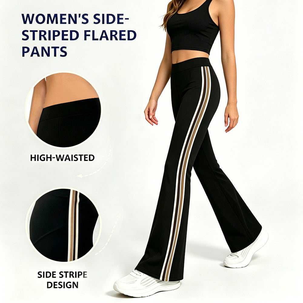 Damen Hochgeschnittene ausgestellte Sporthose mit seitlichen Kontraststreifen Shopy Nory