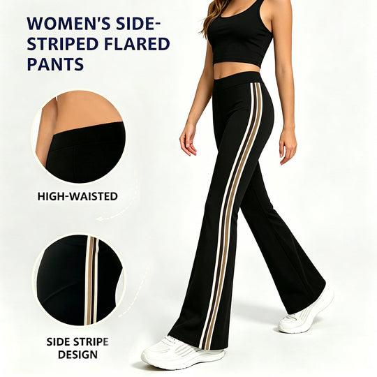 Damen Hochgeschnittene ausgestellte Sporthose mit seitlichen Kontraststreifen Shopy Nory