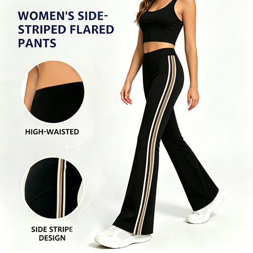 Damen Hochgeschnittene ausgestellte Sporthose mit seitlichen Kontraststreifen Shopy Nory