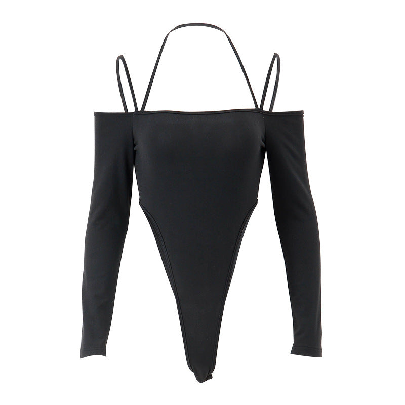 Damen Raffiniertes Bodysuit mit offenen Schultern und langen Ärmeln