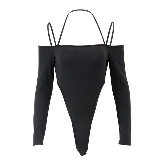 Damen Raffiniertes Bodysuit mit offenen Schultern und langen Ärmeln