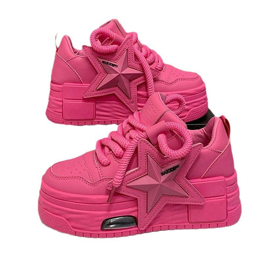 Damen Plateau-Sneaker mit modischem Sternen-Design und dämpfender Sohle