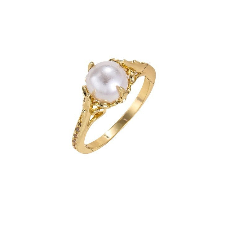 Damen Eleganter Ring mit Perle und feinen Verzierungen Shop Nory