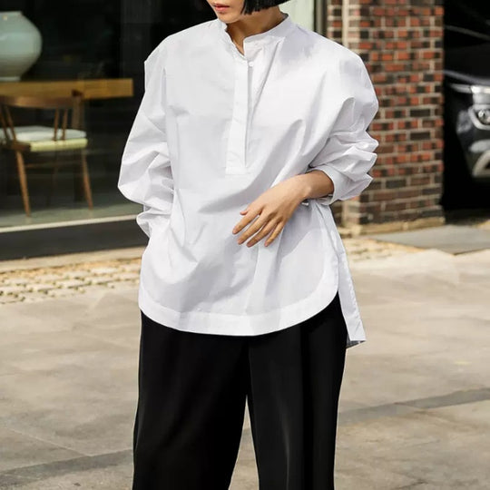 Damen Oversize-Hemd aus Baumwollpopeline mit Kentkragen und verlängertem Rückenteil Shop Nory