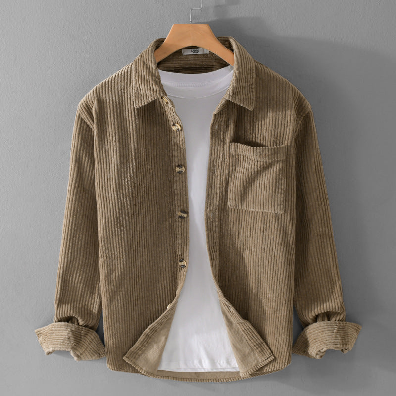 Herren Cord-Overshirt mit breiter Rippenstruktur, Brusttasche und Relaxed-Fit Shop Nory
