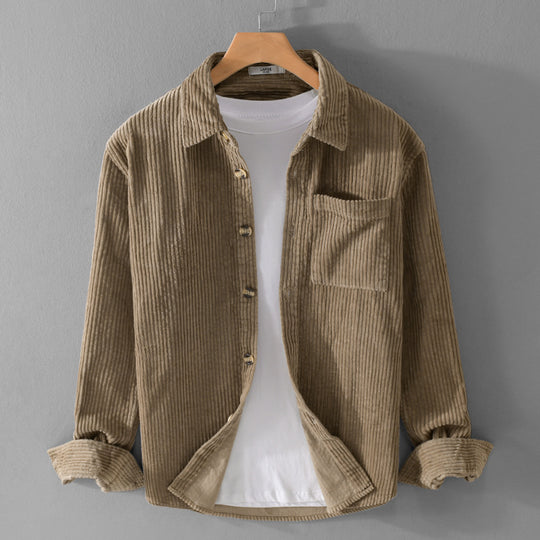 Herren Cord-Overshirt mit breiter Rippenstruktur, Brusttasche und Relaxed-Fit Shop Nory
