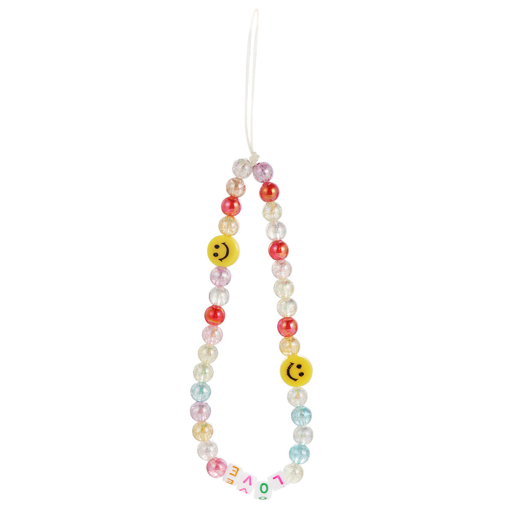 Damen farbenfrohe Schmuck-Halskette mit Smiley und Buchstabenanhängern Shop Nory