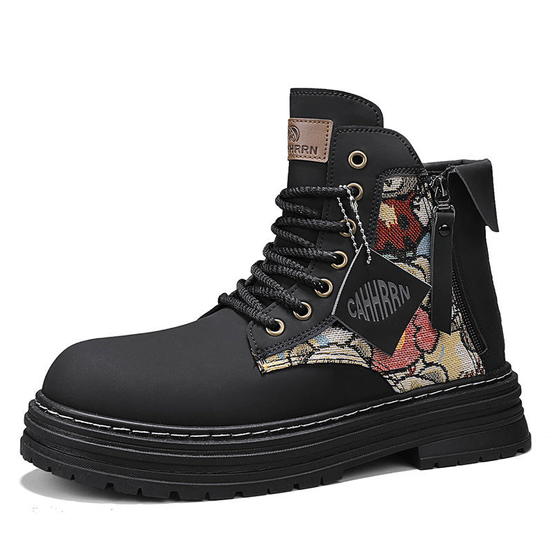 Damen modische Schnürboots mit seitlichem Reißverschluss und farbigen Akzenten Shopnory