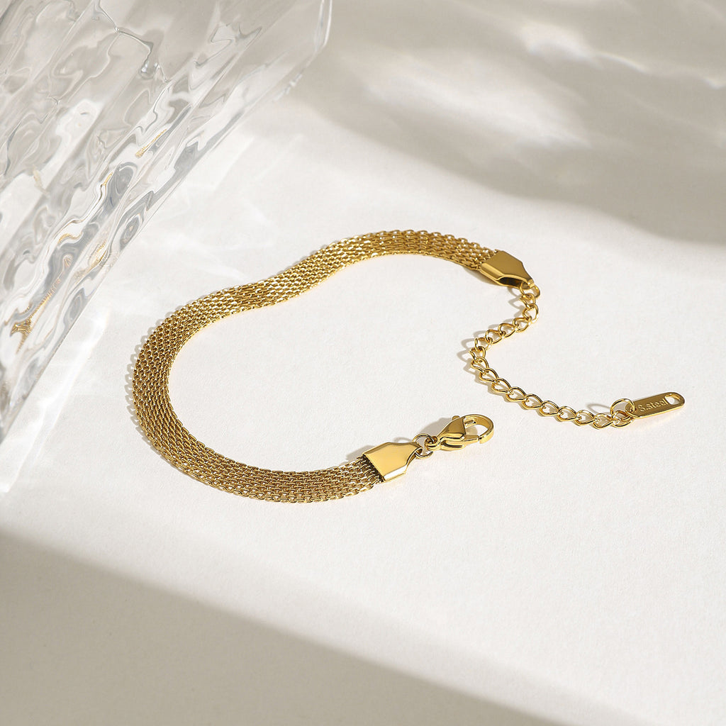 Damen modischer Edelstahl Armreif mit eleganter Kettenstruktur Shop Nory