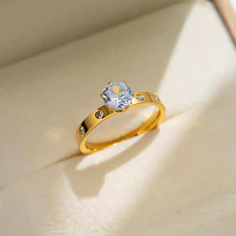 Damen Elegante Funkelnde Solitär Ring Shop Nory