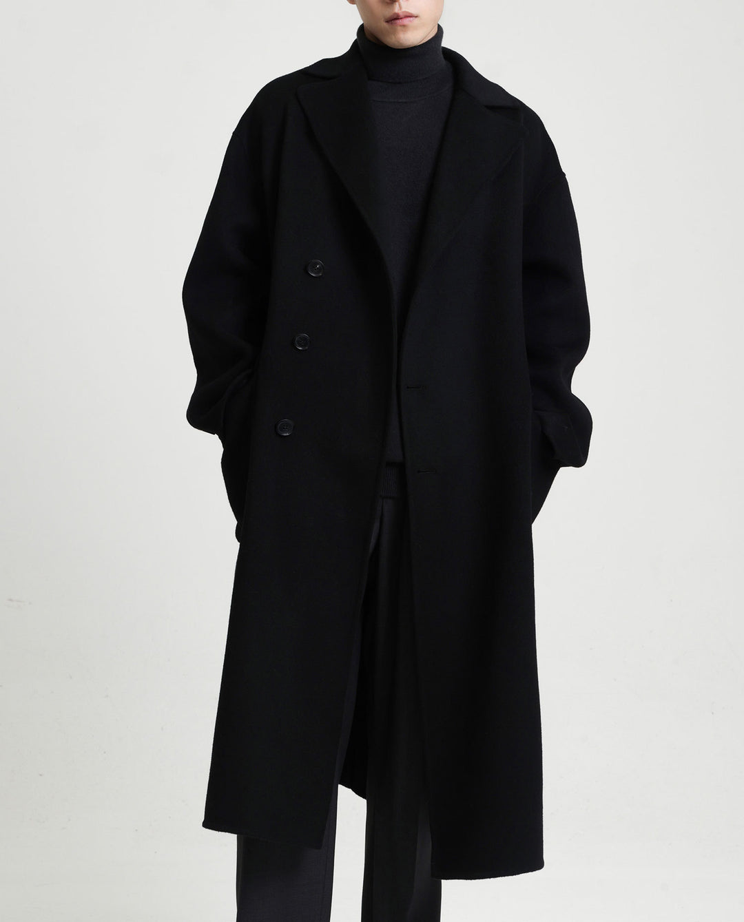 Herren Oversize Doppelreiher Wollmantel mit weitem Schnitt und klassischem Revers Shop Nory