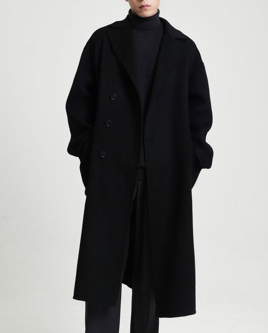 Herren Oversize Doppelreiher Wollmantel mit weitem Schnitt und klassischem Revers Shop Nory