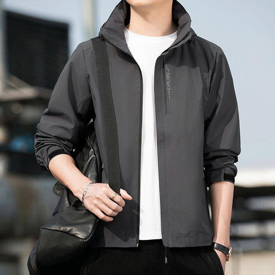 Herren Leichte Kapuzen-Windjacke mit durchgehendem Reißverschluss und verdeckten Taschen Shop Nory
