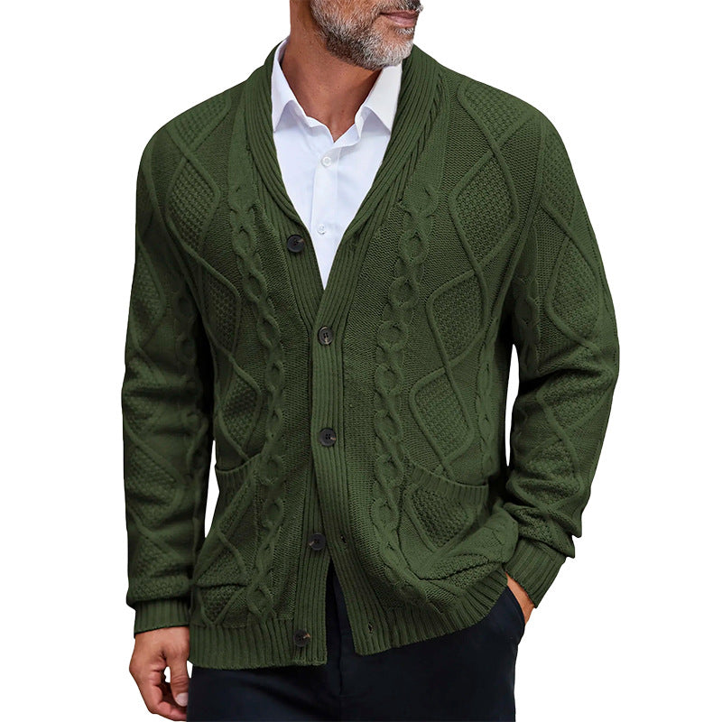 Herren modischer Strickcardigan mit strukturierter Oberfläche und praktischen Taschen Shopnory