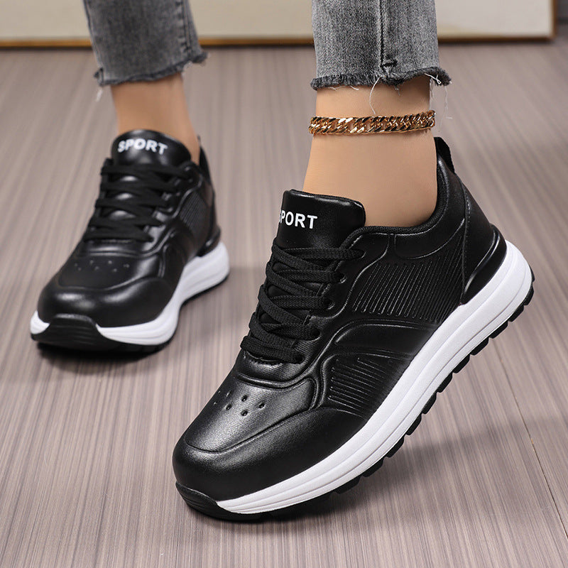 Damen Freizeit-Plateau-Sneaker mit stoßdämpfender Memory-Zwischensohle und Lederoptik Shop Nory