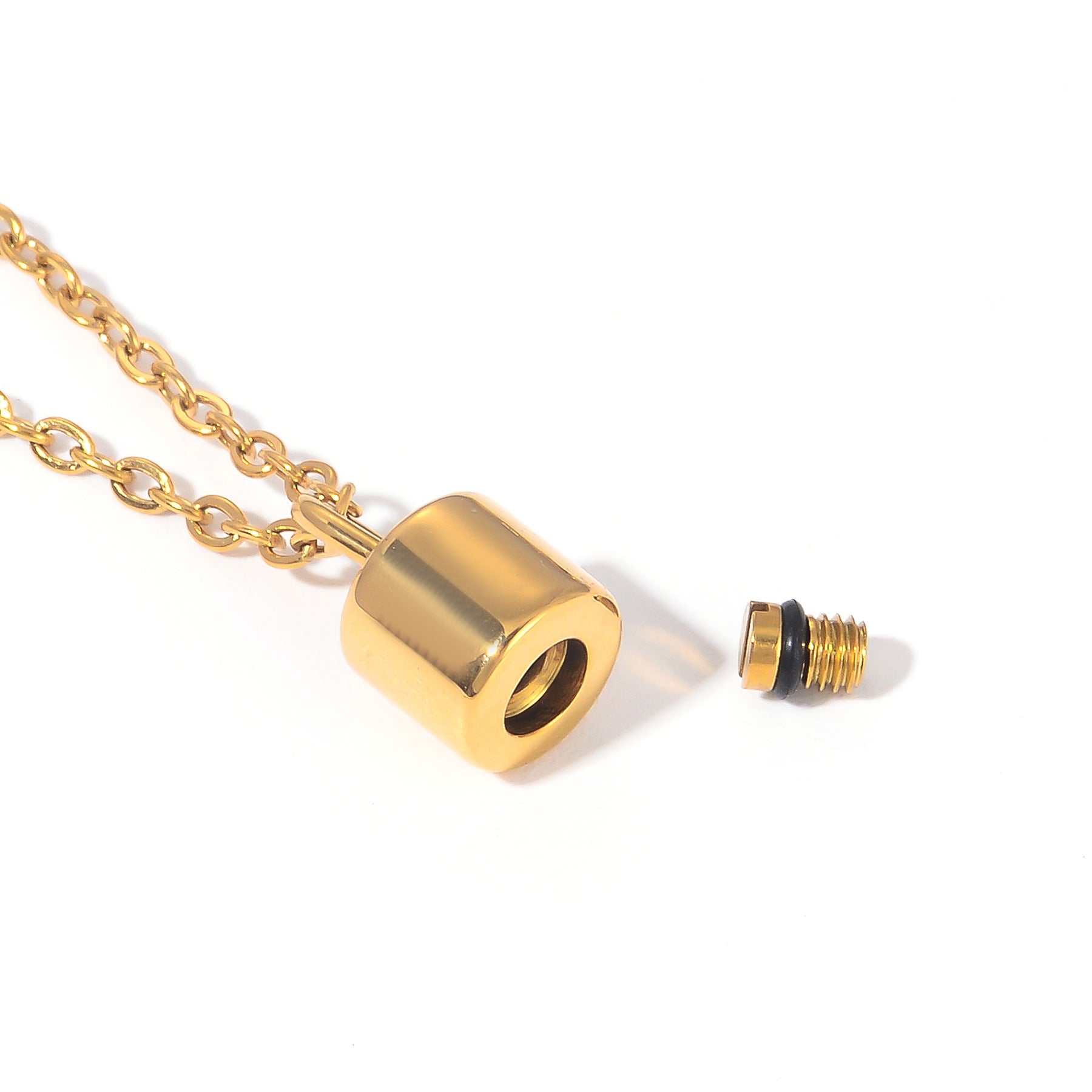 Damen Halskette mit glänzendem Schlossanhänger aus hochwertigem Edelstahl Shop Nory