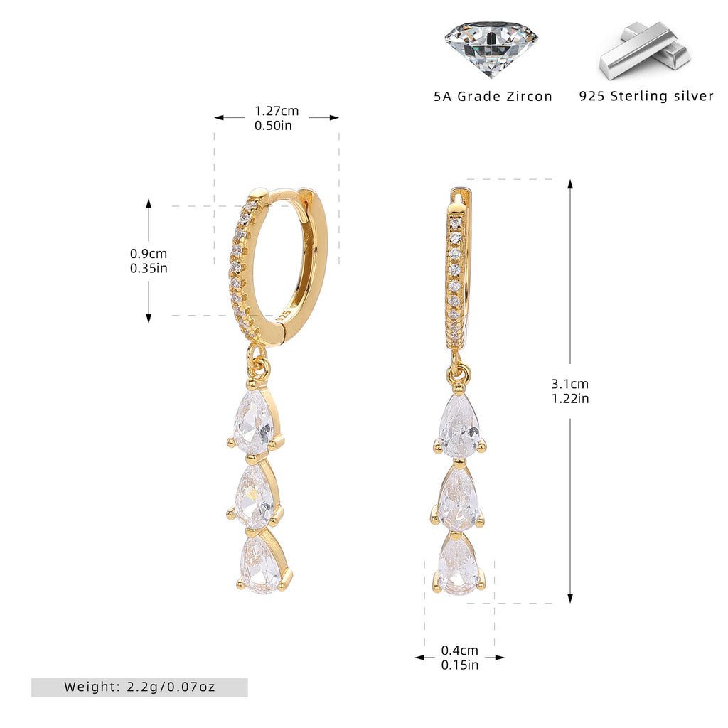 Damen Ohrhänger mit luxuriösen Zirkonanhängern aus hochwertigem 925 Sterling Silber Shop Nory