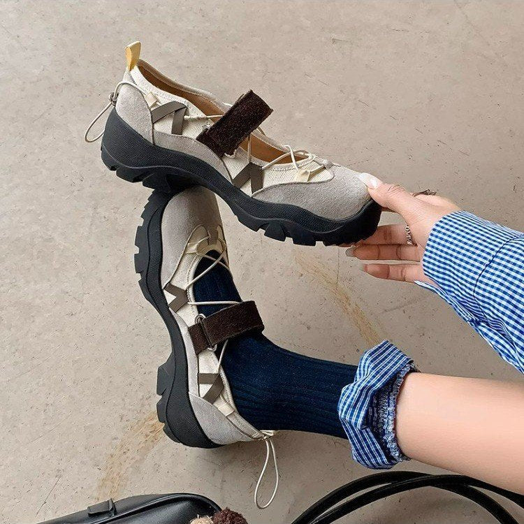 Damen Sportliche Ballerinas mit verstellbarem Riemen und rutschfester Sohle