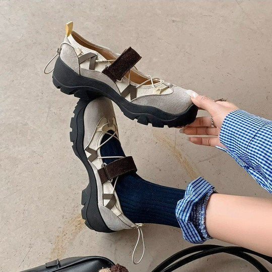 Damen Sportliche Ballerinas mit verstellbarem Riemen und rutschfester Sohle