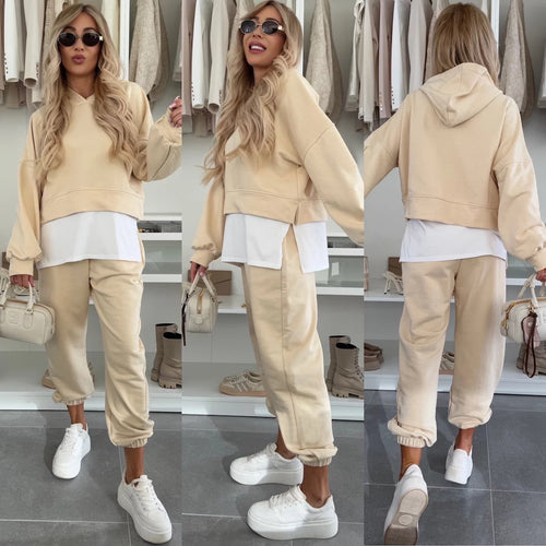 Damen Oversized Hoodie- und Jogging-Set aus Bio-Baumwolle mit Cropped-Sweat und elastischer Bündchenhose Shop Nory
