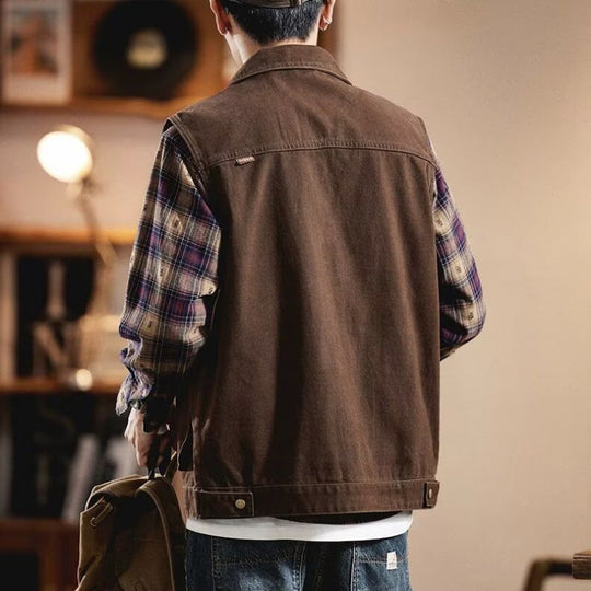 Herren Utility-Weste mit Cordkragen, Druckknopfverschluss und aufgesetzten Pattentaschen Shop Nory