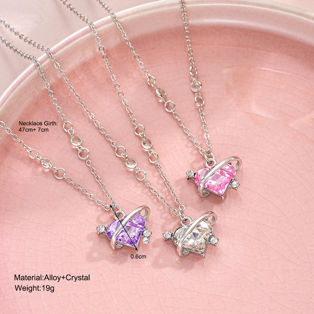 Damen Halsketten-Set mit eleganten Herz-Anhängern und funkelnden Zirkonia Shop Nory